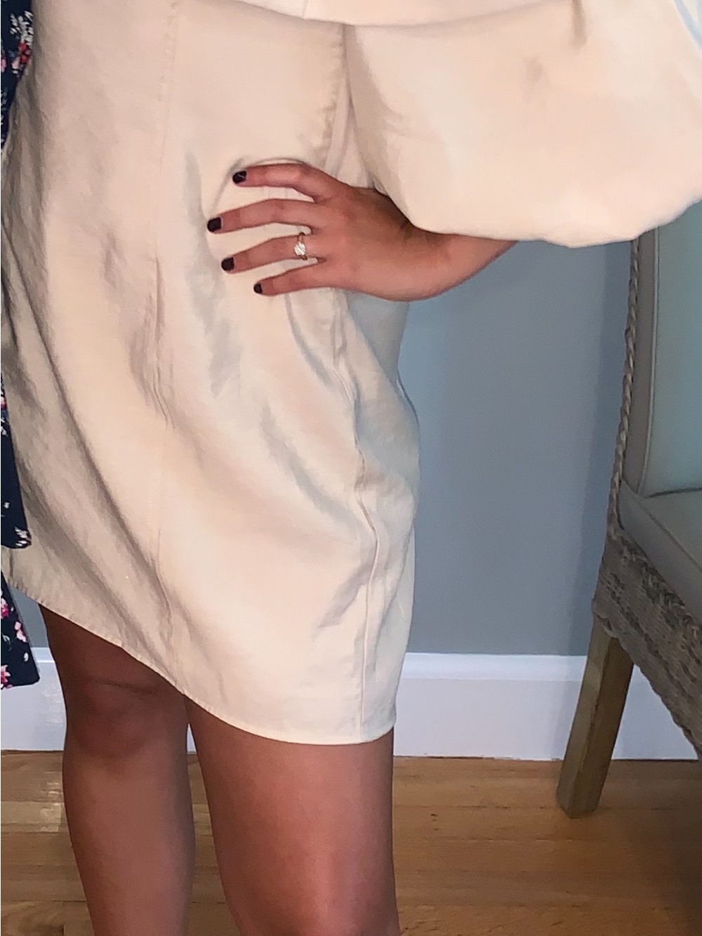 Lulu's Cream Mini Dress - Puff Sleeve Short Dress. Size M